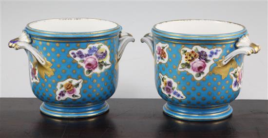 A pair of Minton Sevres style half bottle wine coolers, mid 19th century, 11.3cm.